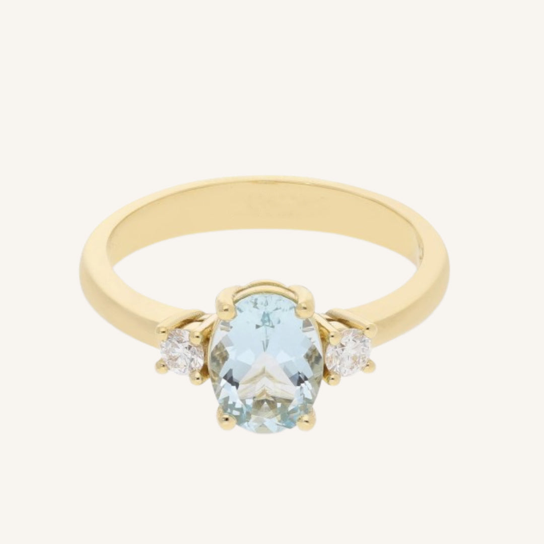ANILLO AGUAMARINA Y ORO