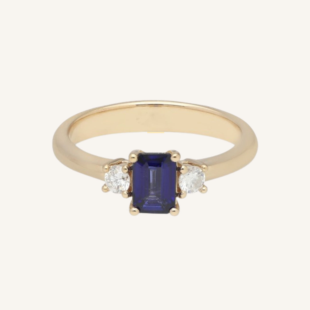 ANILLO ZAFIRO CUADRADO Y ORO