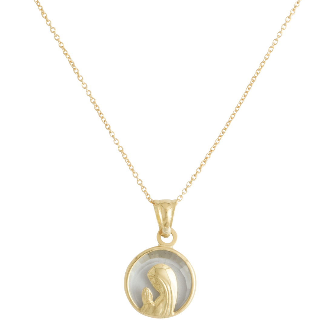 COLLAR VIRGEN CRISTAL ORO 18K