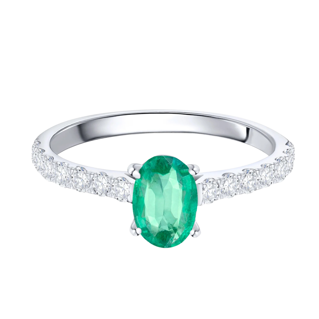 ANILLO COMPROMISO PAVÉ ESMARALDA