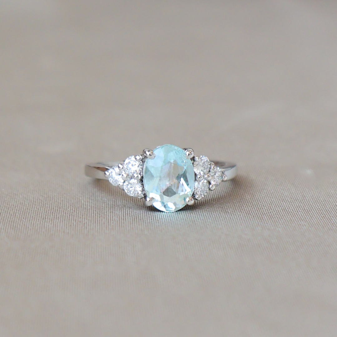 ANILLO COMPROMISO AGUAMARINA DIAMANTES