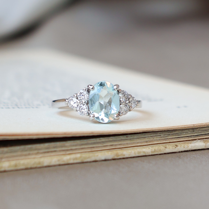 ANILLO COMPROMISO AGUAMARINA DIAMANTES