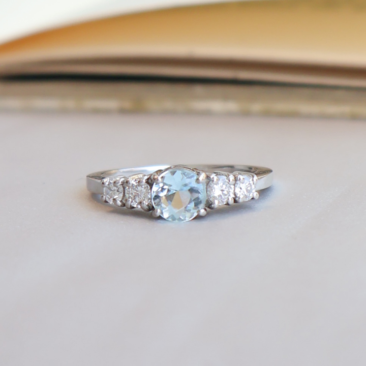 ANILLO COMPROMISO QUINTILLO AGUAMARINA