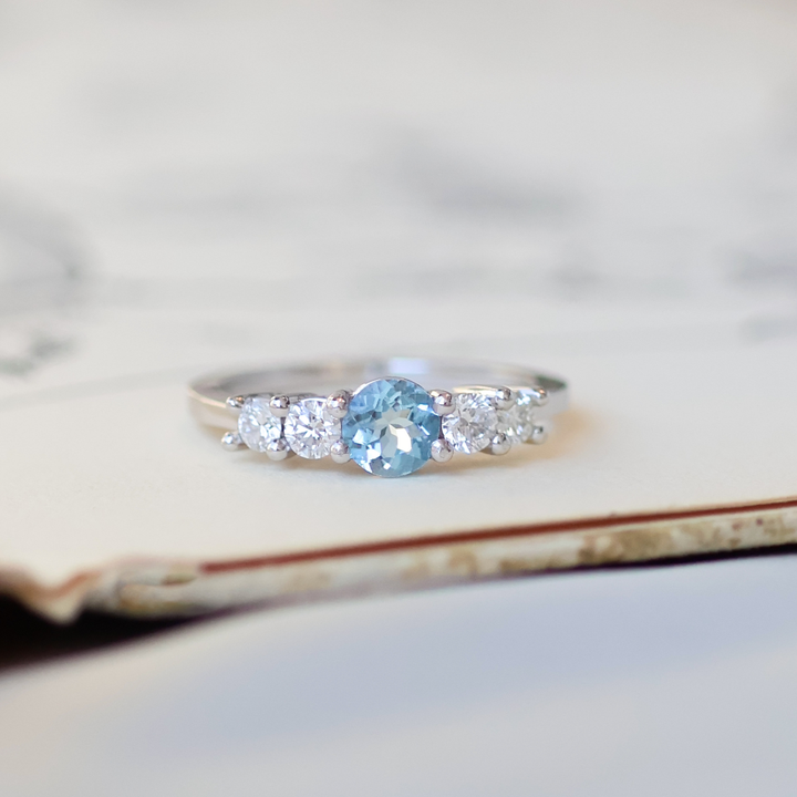 ANILLO COMPROMISO QUINTILLO AGUAMARINA