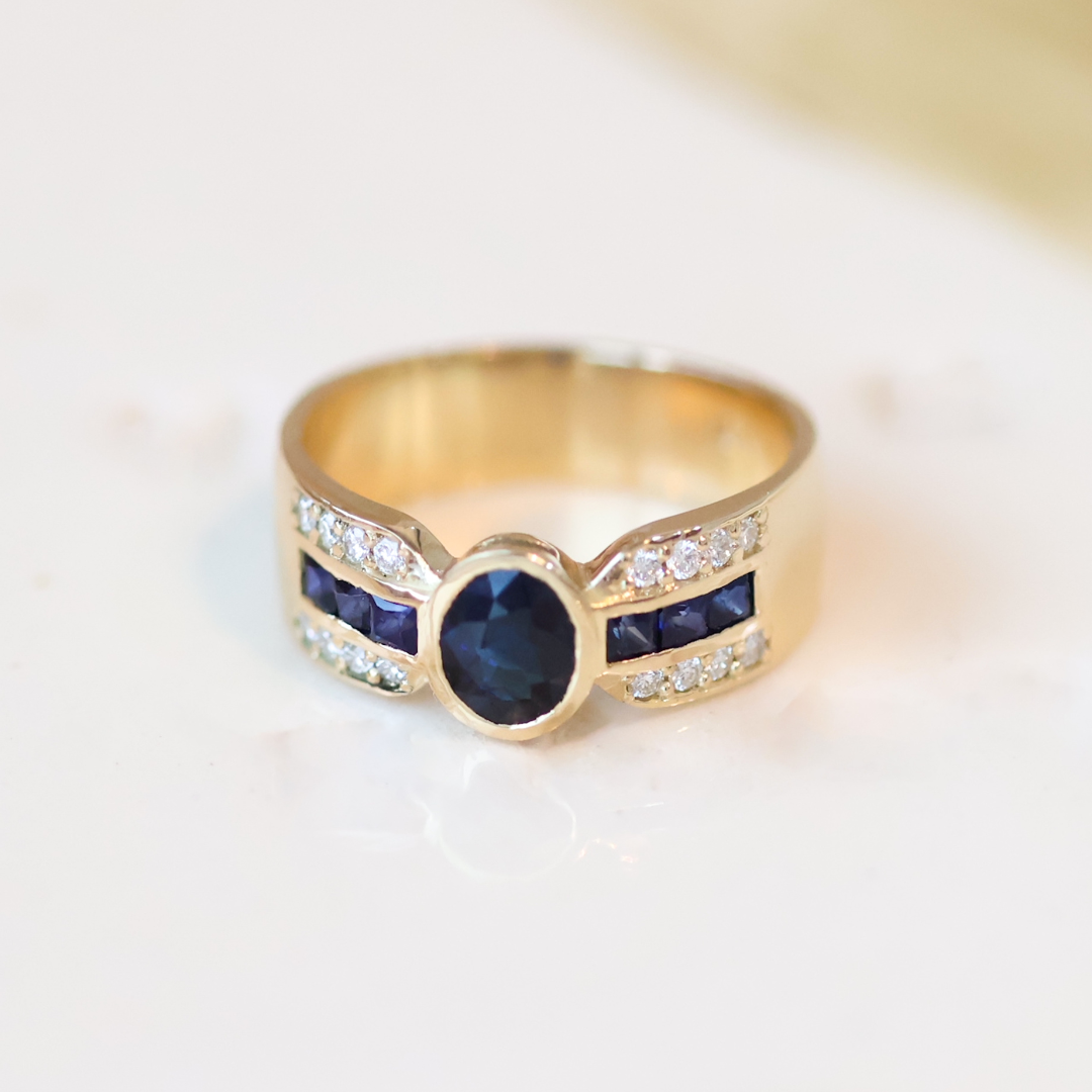 ANILLO COMPROMISO VINTAGE ZAFIRO
