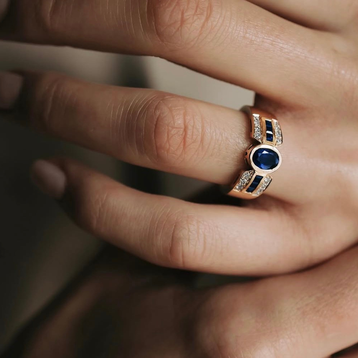 ANILLO COMPROMISO VINTAGE ZAFIRO