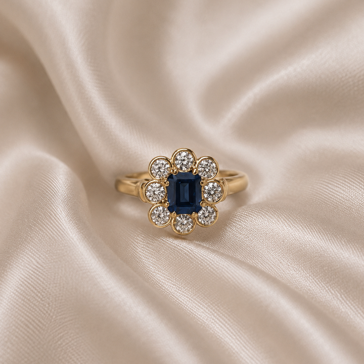 ANILLO COMPROMISO FLOWER ZAFIRO