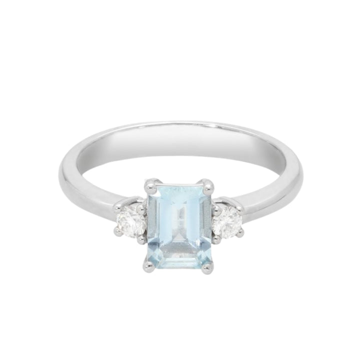 ANILLO AGUAMARINA Y PLATINO