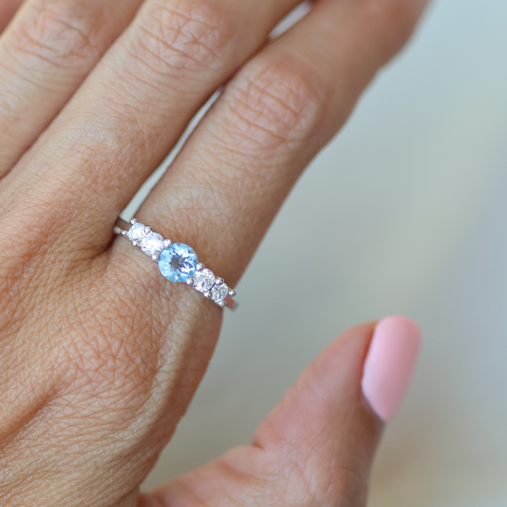 ANILLO COMPROMISO QUINTILLO AGUAMARINA