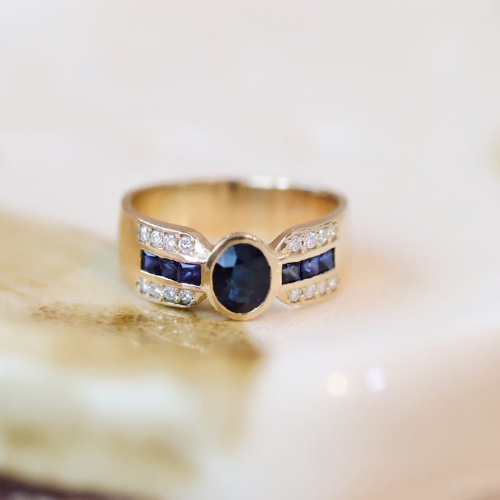 ANILLO COMPROMISO VINTAGE ZAFIRO