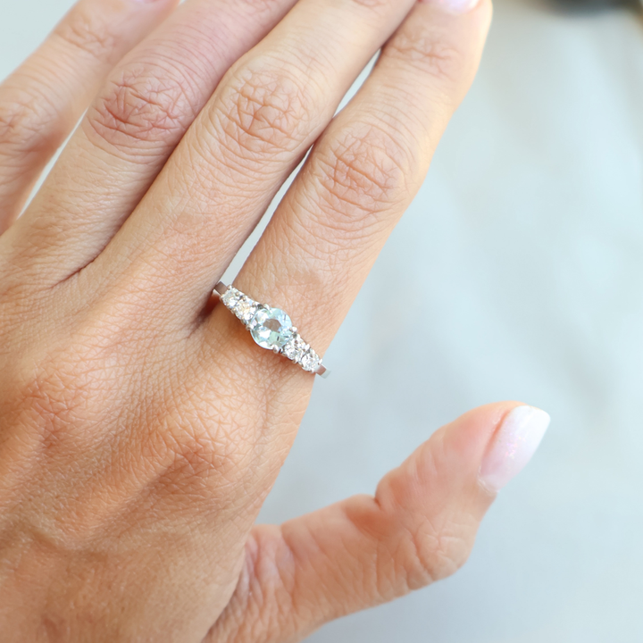 ANILLO COMPROMISO QUINTILLO AGUAMARINA