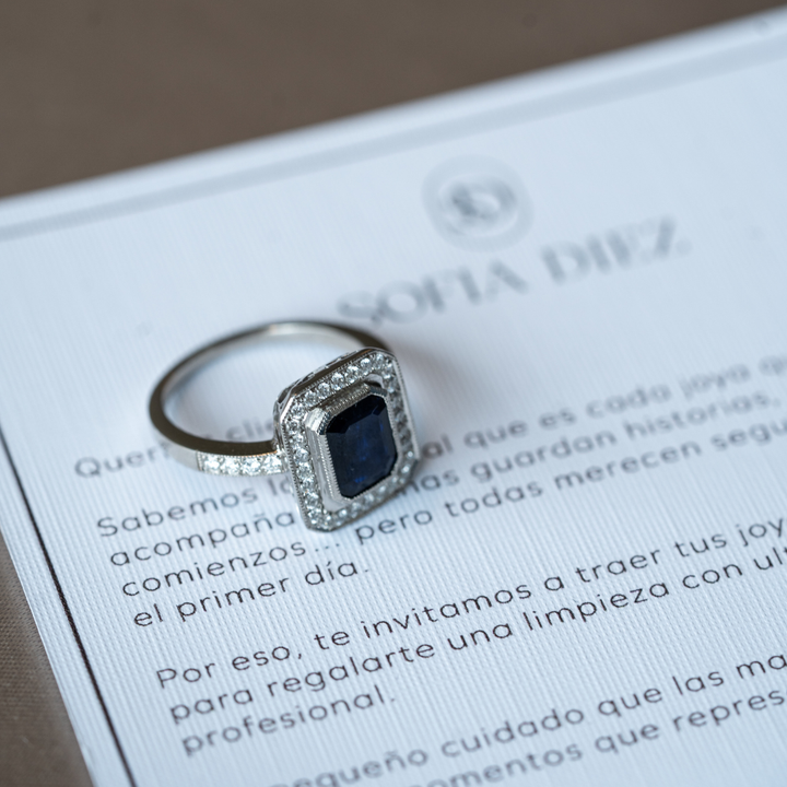 ANILLO COMPROMISO VINTAGE ZAFIRO