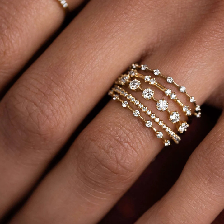 ANILLO MINI DIAMANTES ORO