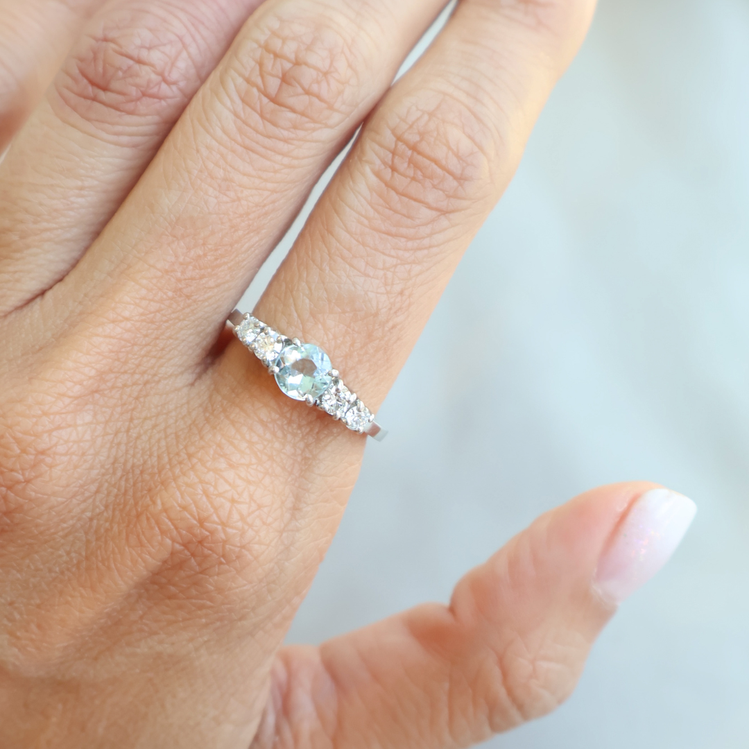 ANILLO COMPROMISO QUINTILLO AGUAMARINA