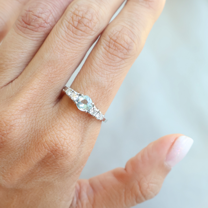 ANILLO COMPROMISO QUINTILLO AGUAMARINA