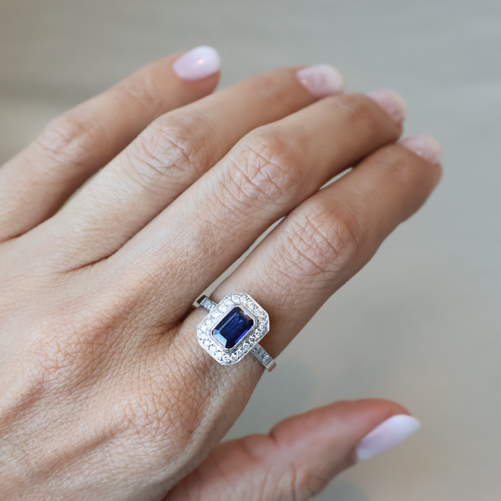 ANILLO COMPROMISO VINTAGE ZAFIRO