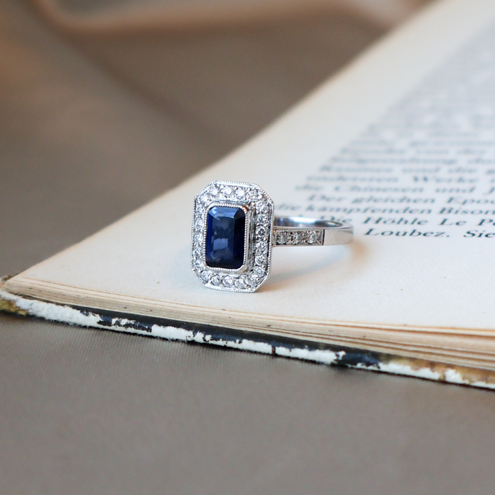 ANILLO COMPROMISO VINTAGE ZAFIRO