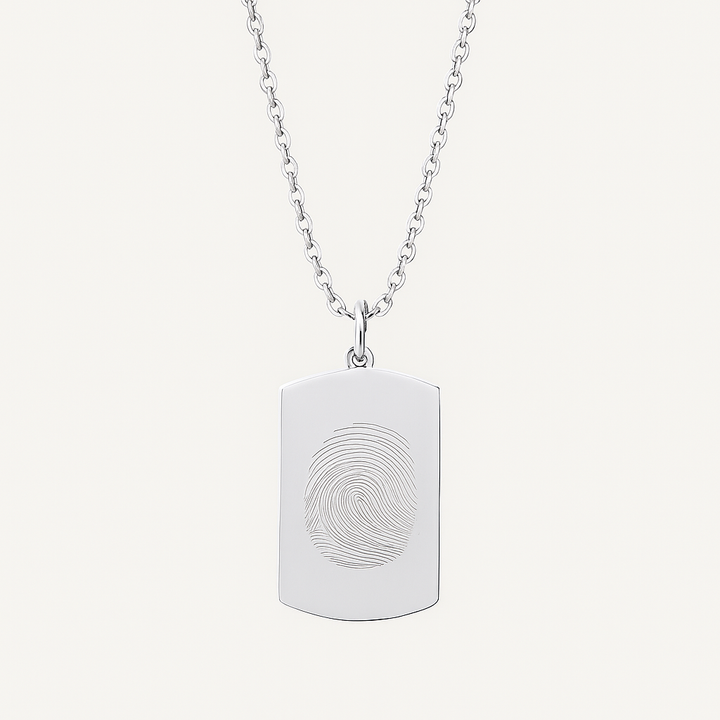 COLLAR PLACA ORIGEN GRABADO PLATINO