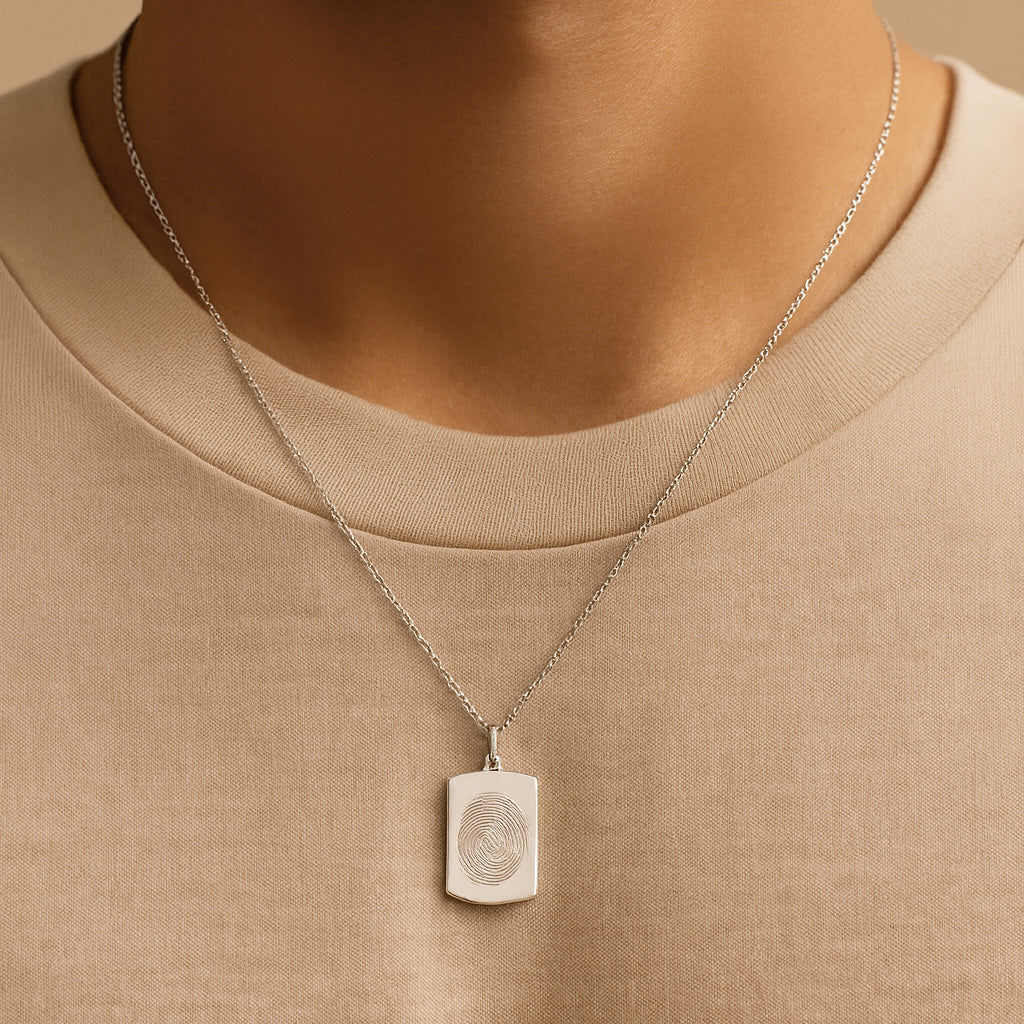COLLAR PLACA ORIGEN GRABADO PLATINO